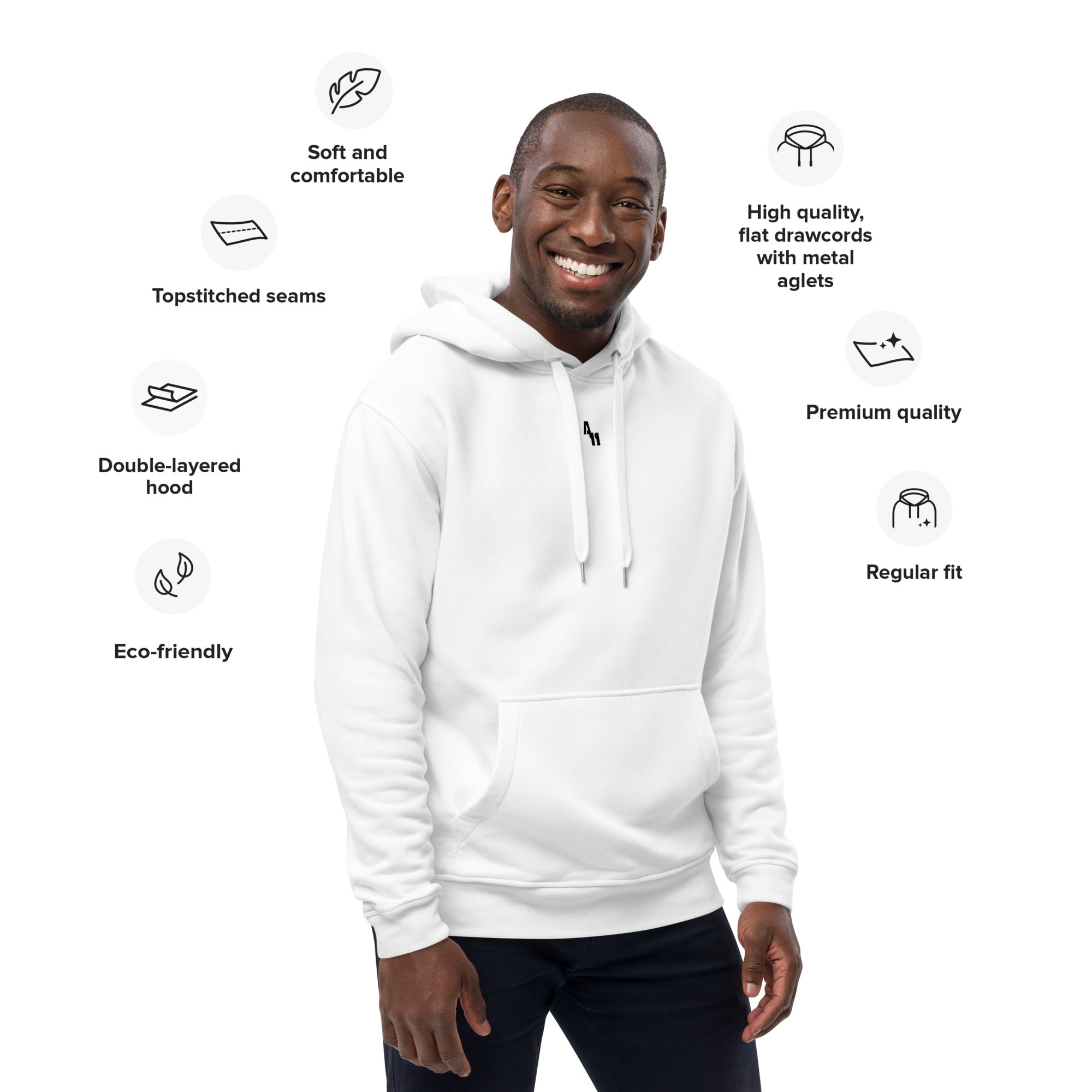 Premium White Centerpiece Hoodie